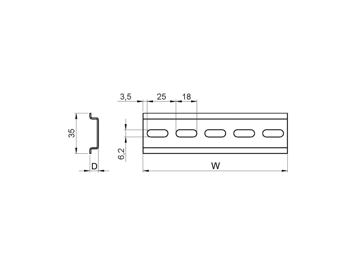 SCHROFF DIN-HUTSCHIENE 25H 7,5T 575L, 10 ST.