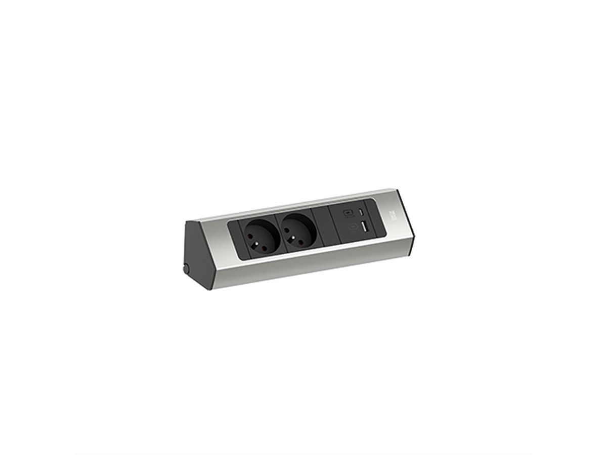 BACHMANN CASIA 2 2xUTE 1xUSB A/C 22W 2,0m AEH Edelstahl-Optik