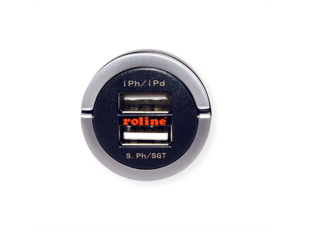 ROLINE USB Charger mit KFZ-Stecker, 2 Port, 15W