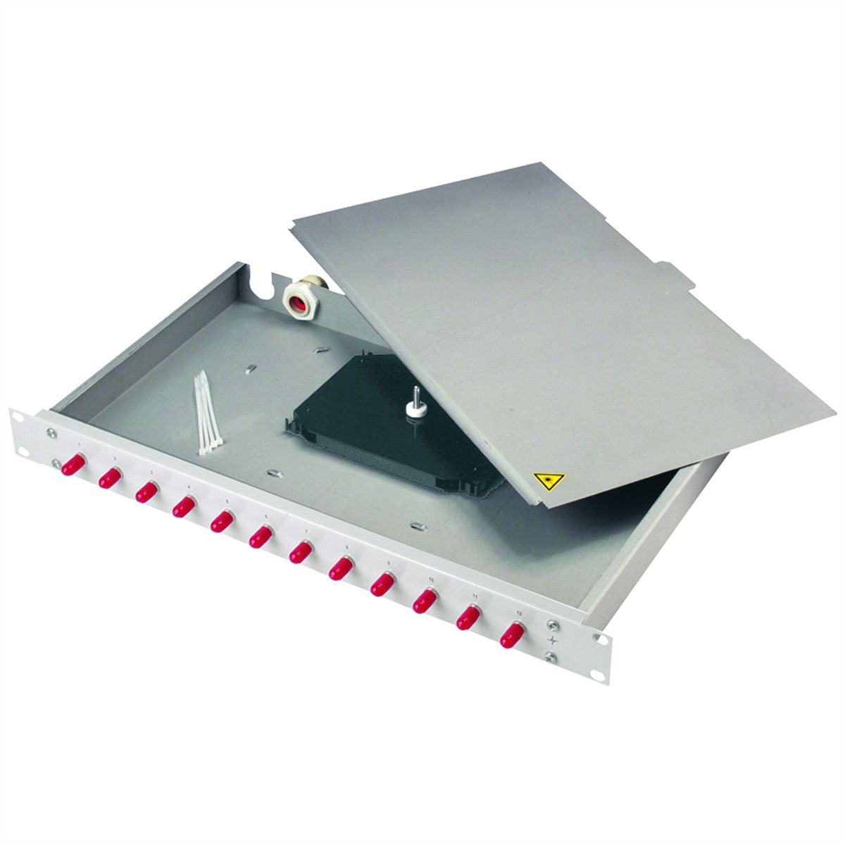 TELEGÄRTNER 19" LWL-Rangierverteiler BASIS eco, 1 HE, mit 12x SC-Duplex Kuppl., Keramikhülse