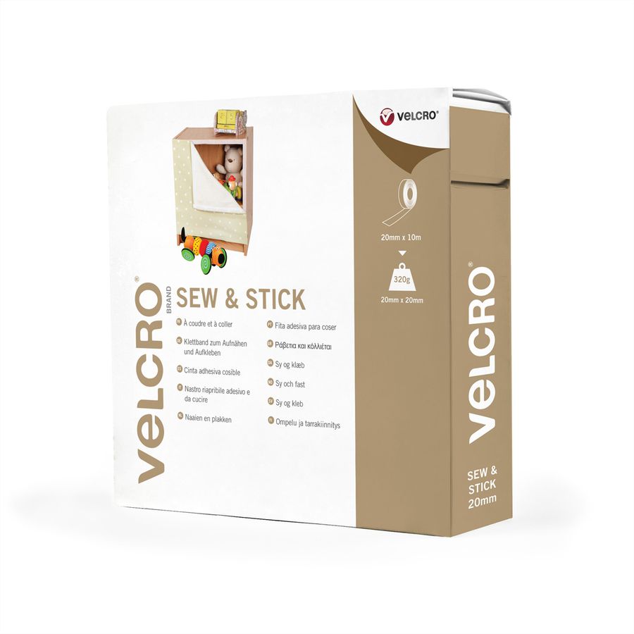VELCRO® Klettband zum Aufnähen & Aufkleben, Haken & Flausch 20mm x 10m Schwarz