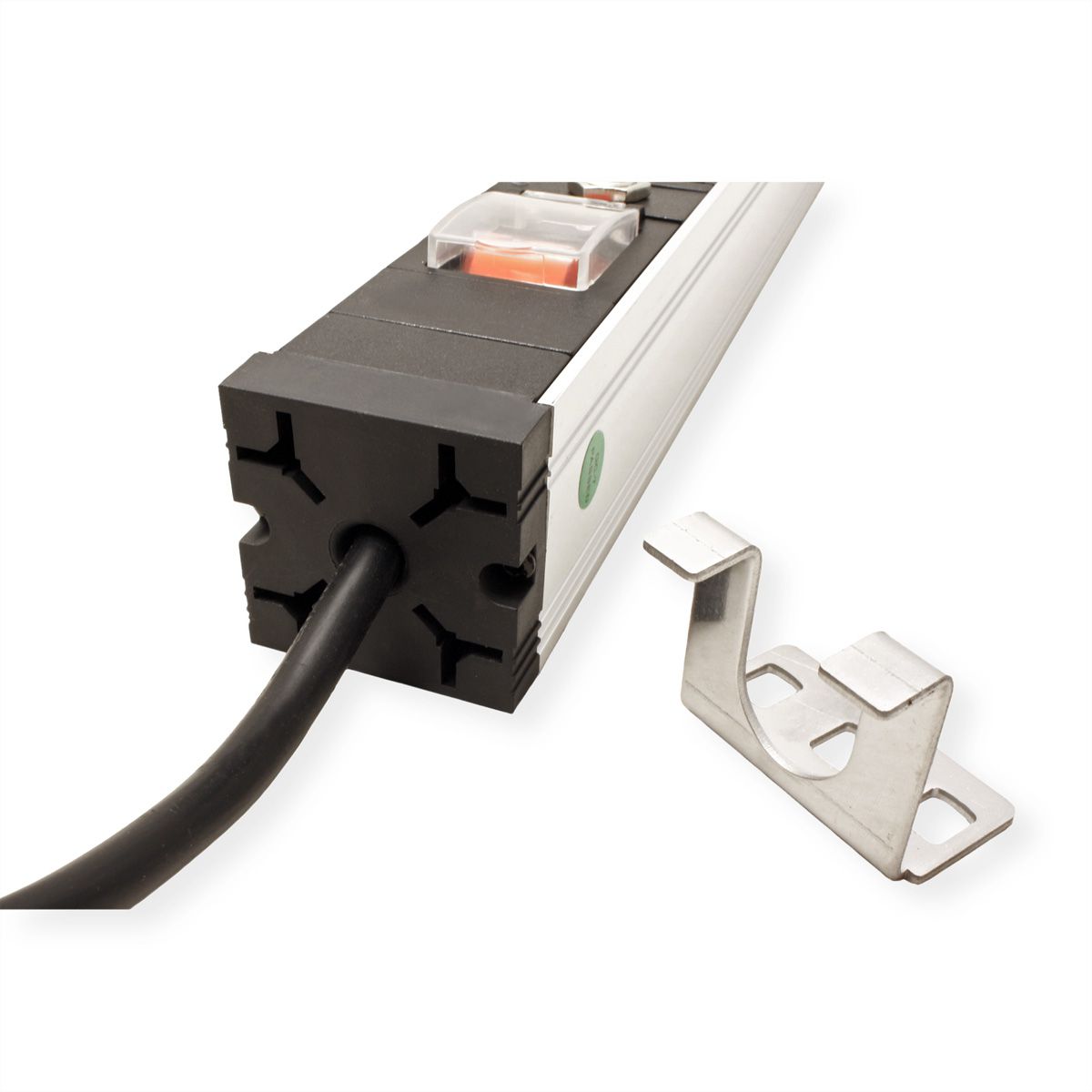 VALUE 19-Zoll-Steckdosenleiste 7fach mit Überlastschutz, 1 HE, Schutzkontakt-Stecker, 1,8 m