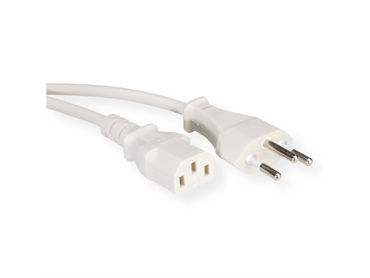 VALUE Netzkabel T12 auf C13, weiß, 1,8 m