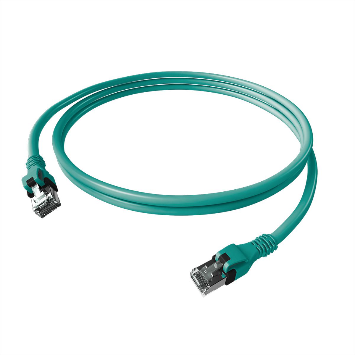 EasyLan DualBoot PushPull IP20 Patchkabel, Cat.6A (Class EA), S/FTP, türkis, 5 m