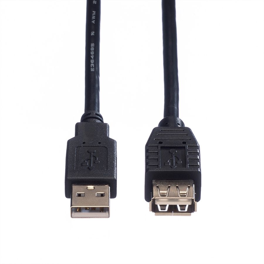 ROLINE USB 2.0 Verlängerungskabel, Typ A-A, ST/BU, schwarz, 1,8 m
