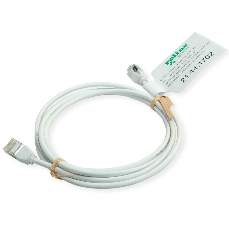 ROLINE GREEN U/FTP Patchkabel Cat.6A (Class EA), LSOH, slim, weiß, 0,5 m