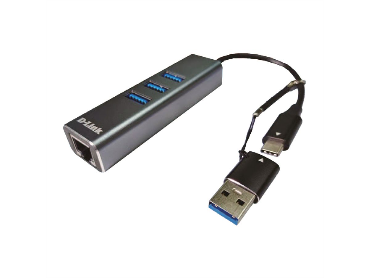 D-Link DUB-2332 USB-C Gigabit Adapter mit 3 USB3.0 Ports