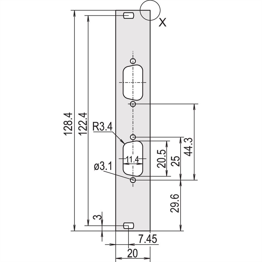SCHROFF Frontplatten für D-Sub Steckverbinder - FRONTPR. 3HE 4TE 2X9 POLIG