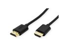 ROLINE HDMI High Speed Kabel mit Ethernet, Slim, ST-ST, schwarz, 1 m