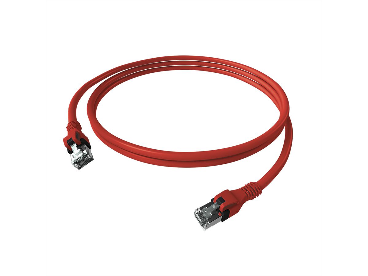 EasyLan DualBoot PushPull IP20 Patchkabel, Kat.6A (Class EA), S/FTP, rot, 0,5 m