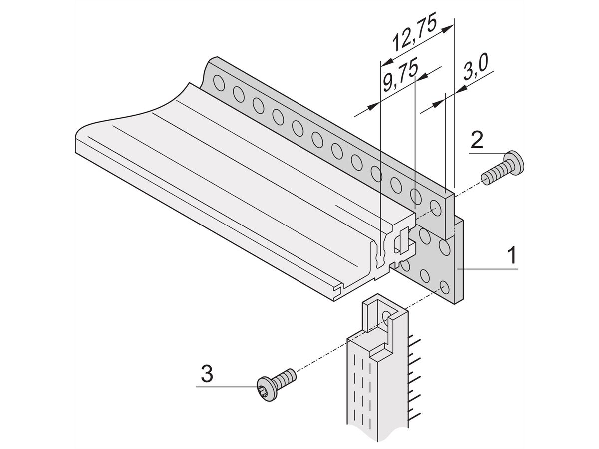 SCHROFF Z-Schiene für Steckverbinder nach EN 60603-2 (DIN 41612) - Z-SCHIENE 60TE F.DIN41612