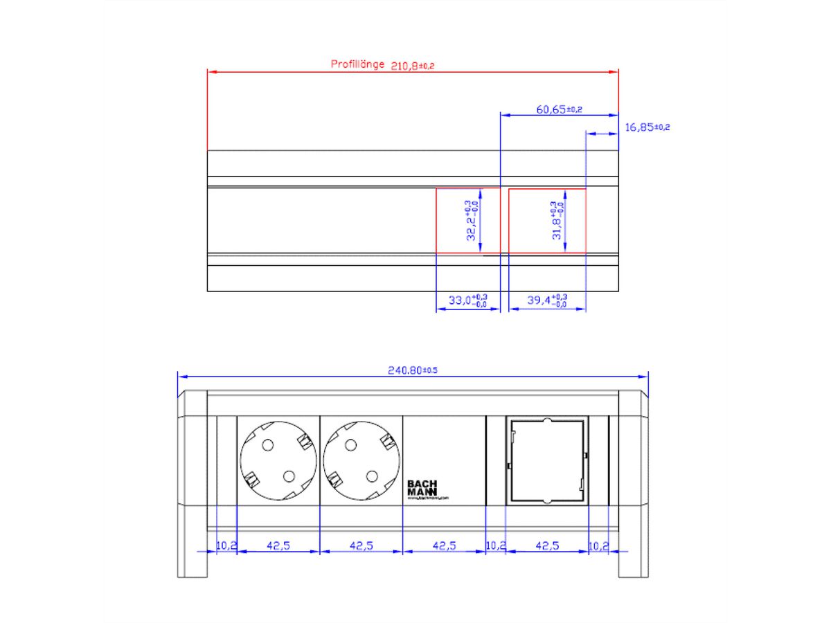 BACHMANN DESK 2xCEE7/3 1xCM GST18, schwarz