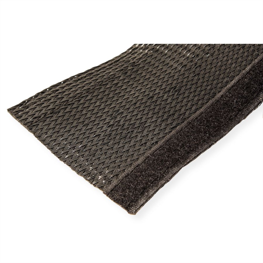 ROLINE PVC Gewebeschlauch für Kabelbündelung, mit Klettband, schwarz, 2,5 m
