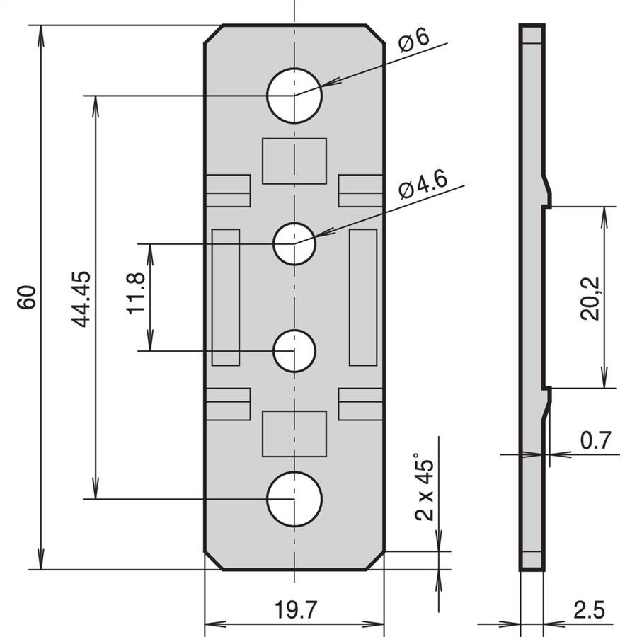 SCHROFF Seitenwand Verbindungslasche - NTS VERBINDUNGSLASCHEN