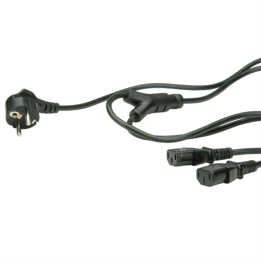 VALUE Y-Netzanschlusskabel, schwarz, 2 m