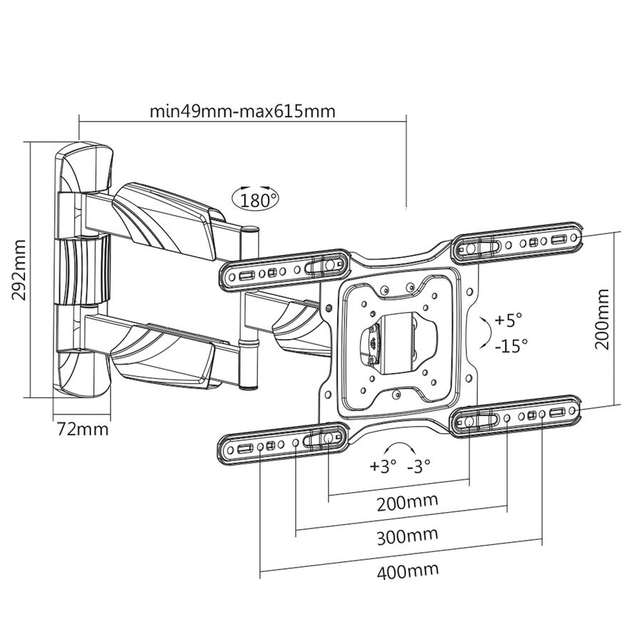 VALUE LCD-/TV-Wandhalterung, 4 Gelenke, bis 55 Zoll, bis 35 kg