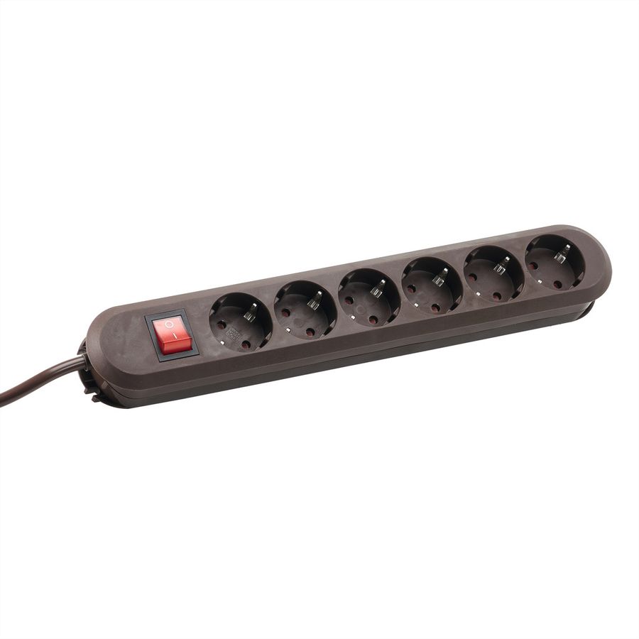 BACHMANN SMART Steckdosenleiste 6x CEE7/3, braun, mit Schalter