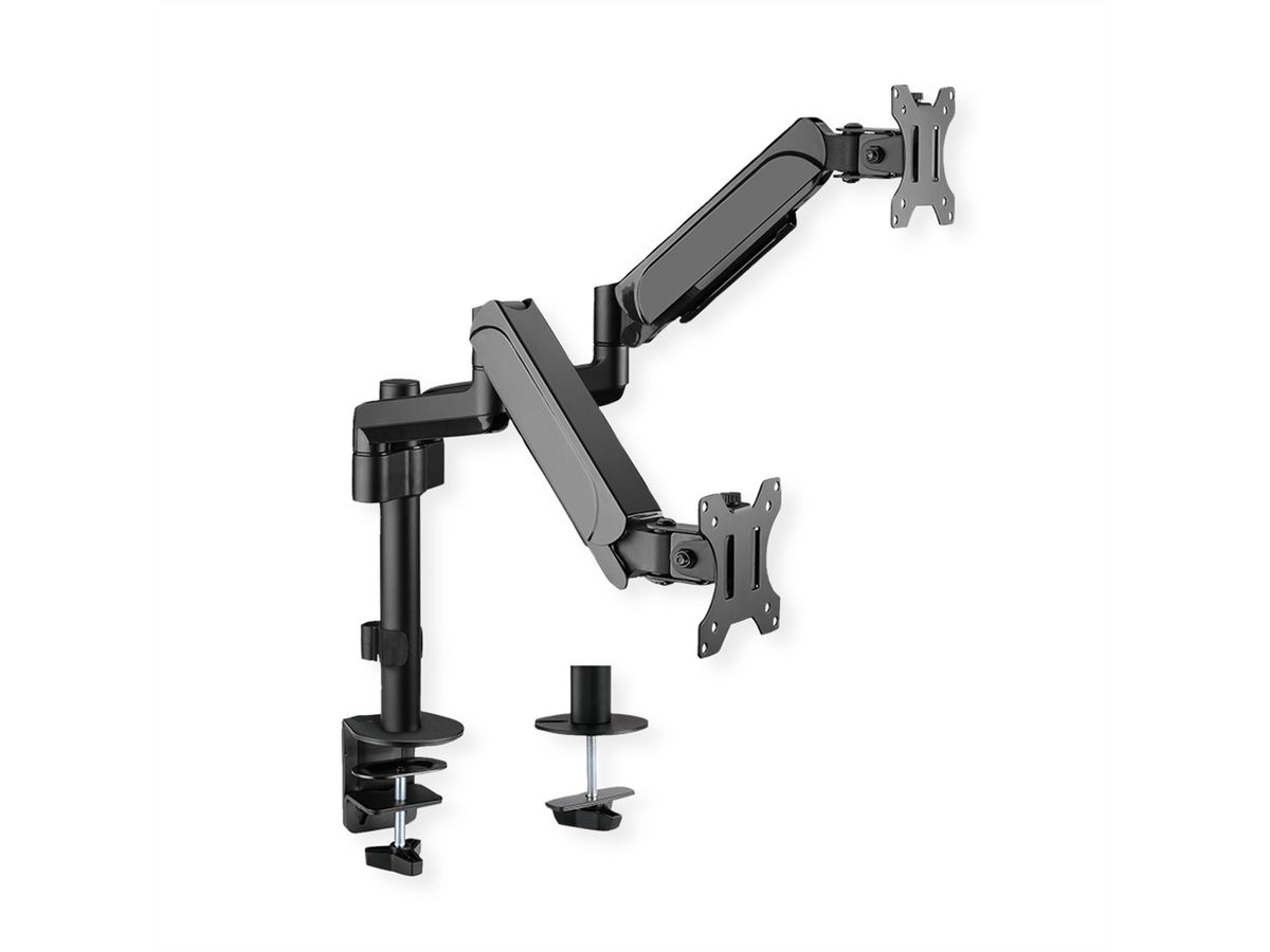 VALUE Dual LCD-Arm Trägerstange, 4 Gelenke, Tischmontage, 17-32 Zoll, bis 2x 9 kg