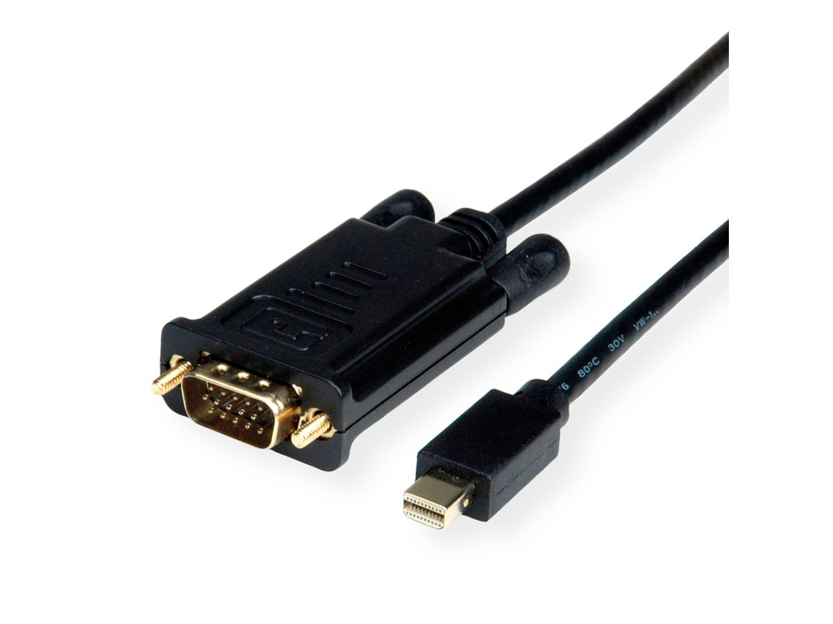 VALUE Kabel Mini DisplayPort-VGA, Mini DP ST - VGA ST, schwarz, 1,5 m