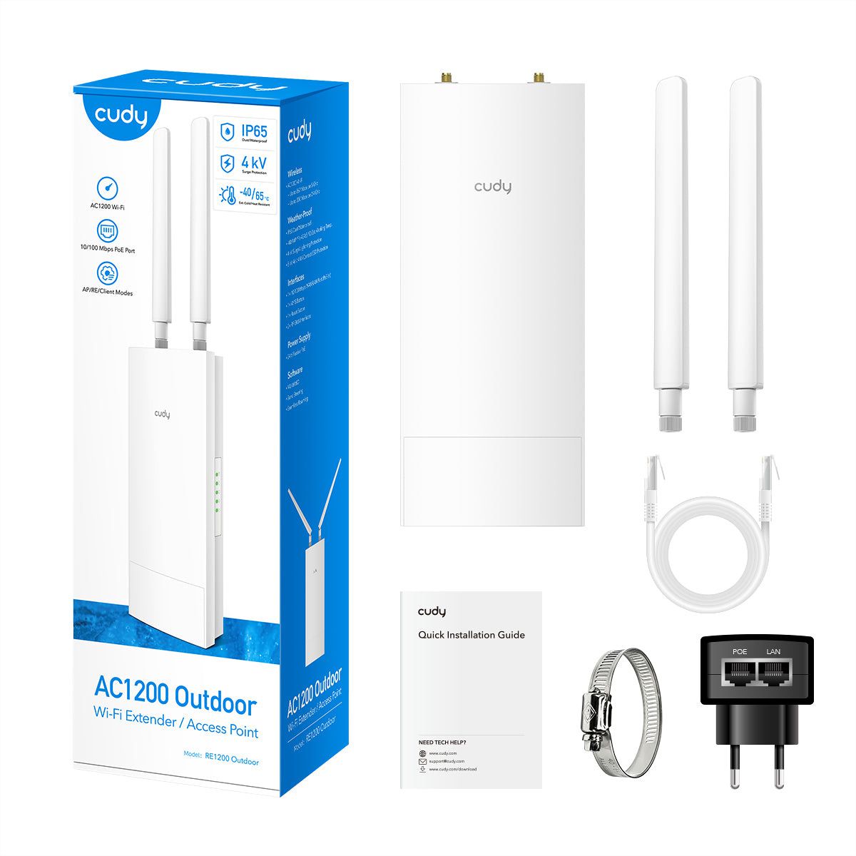 CUDY RE1200 Outdoor Wi-Fi Repeater AC1200