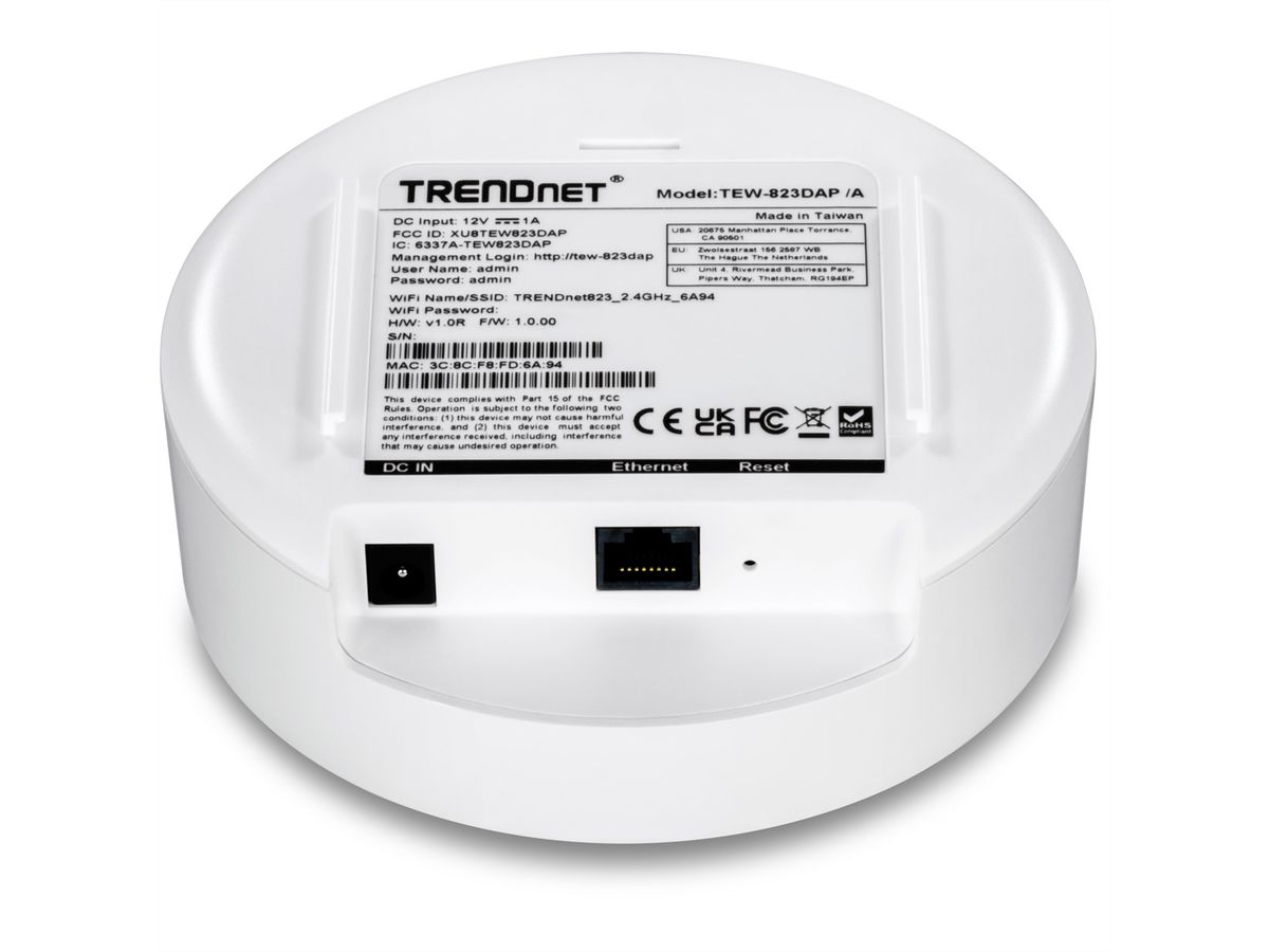TRENDnet TEW-823DAP Access Point, AC1300 Dual Band PoE Indoor Wireless
