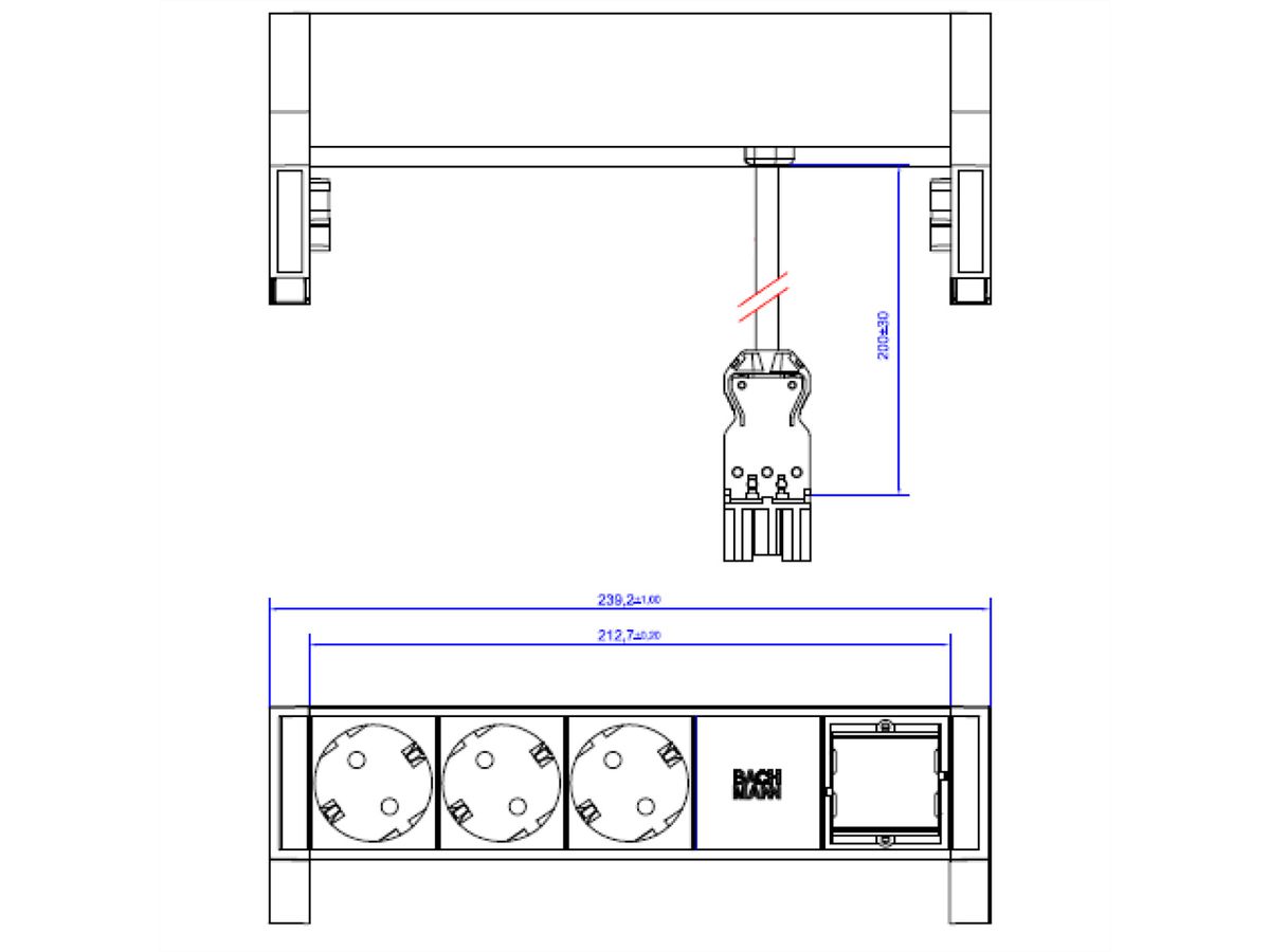 BACHMANN DESK2 3x Schutzkontakt 1x ABD GST18, weiß