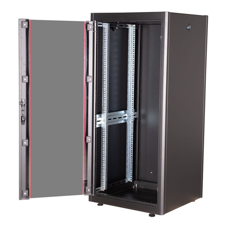 ROLINE 19-Zoll Netzwerkschrank Basic 26 HE, 600x600 BxT Glastür schwarz