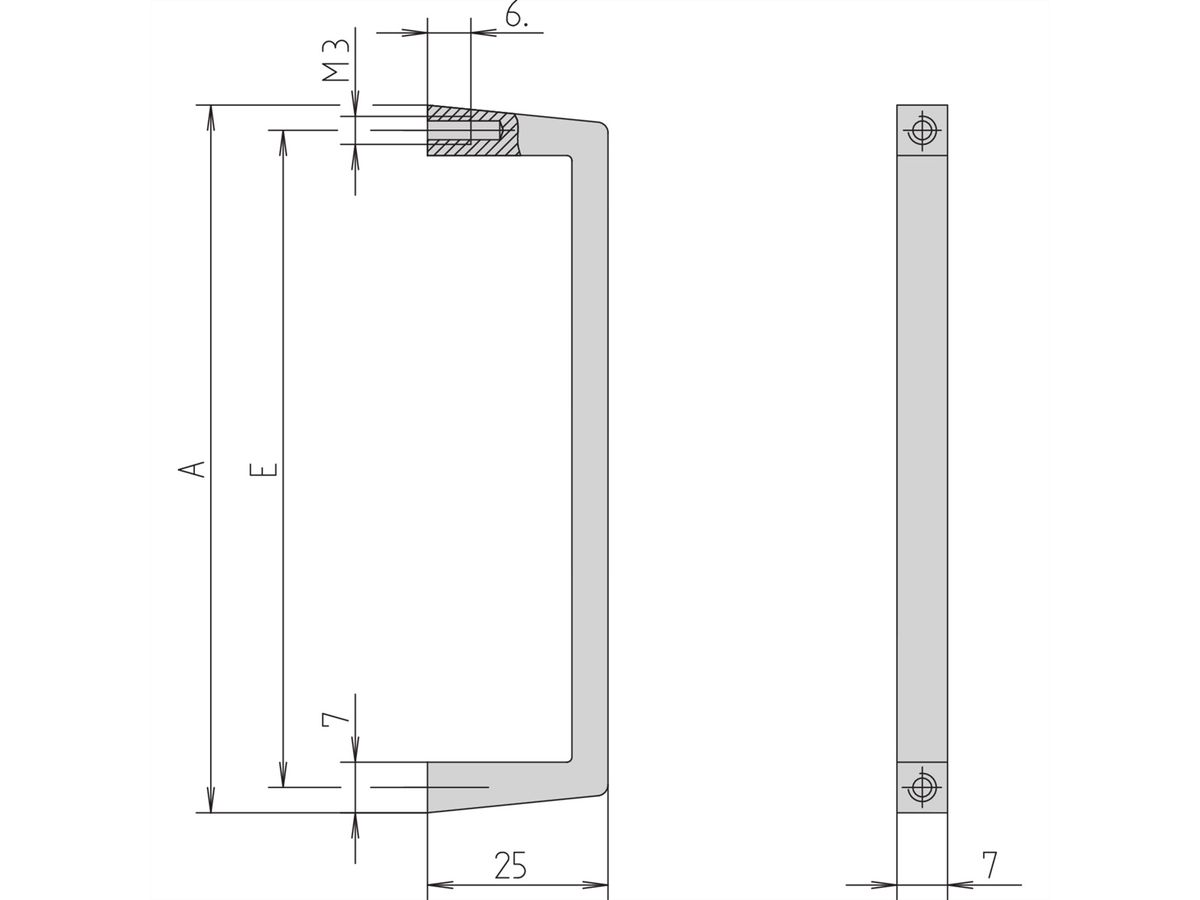 SCHROFF Frontgriff, einteilig, Breite 7 mm - FRONTGRIFF ALU 48MM ELOXIERT