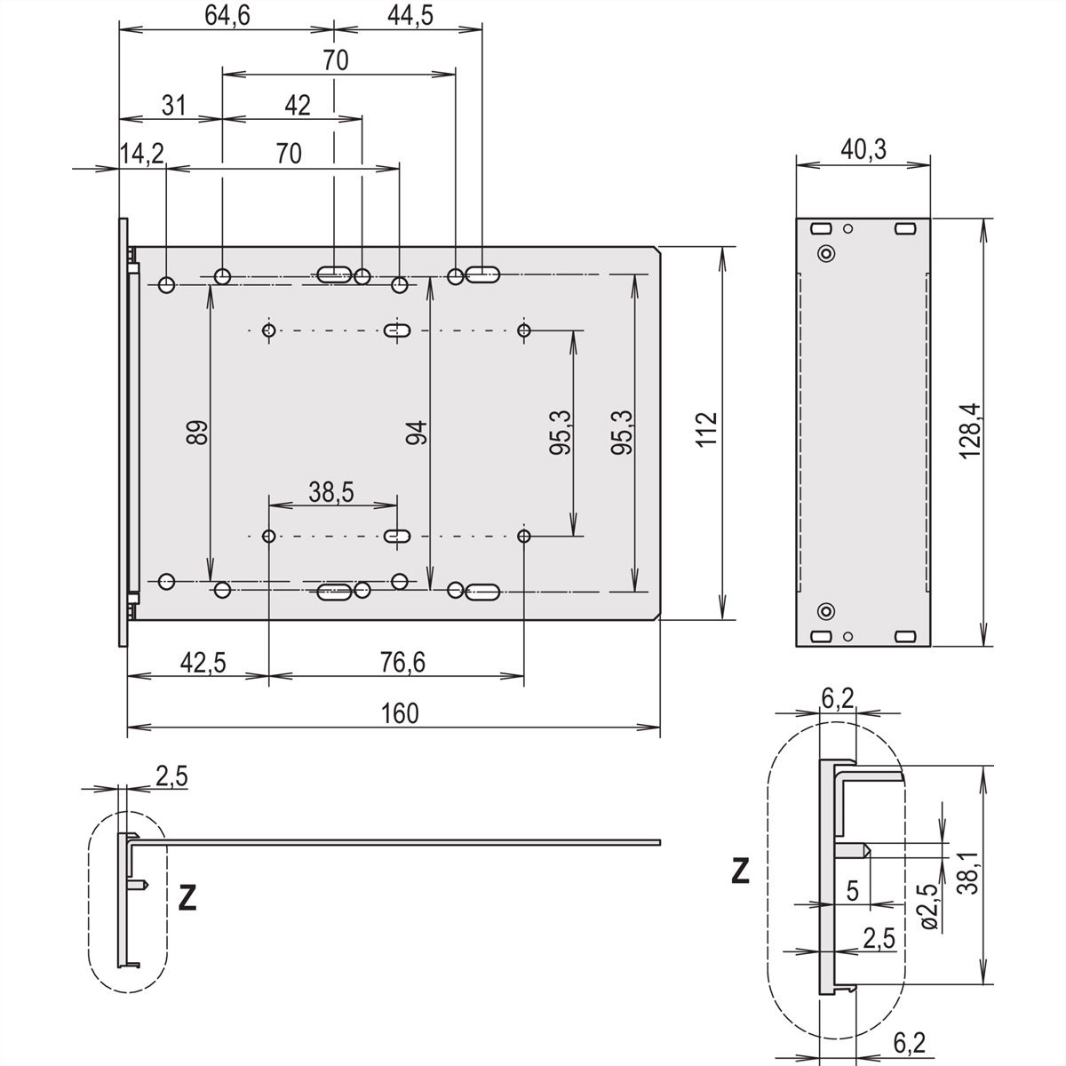 SCHROFF Laufwerkkassette mit U-Frontprofil geschirmt HD 1 x 3 1/2", 3 HE vertikal - LAUFWERKSKAS.3HE 8TE HD