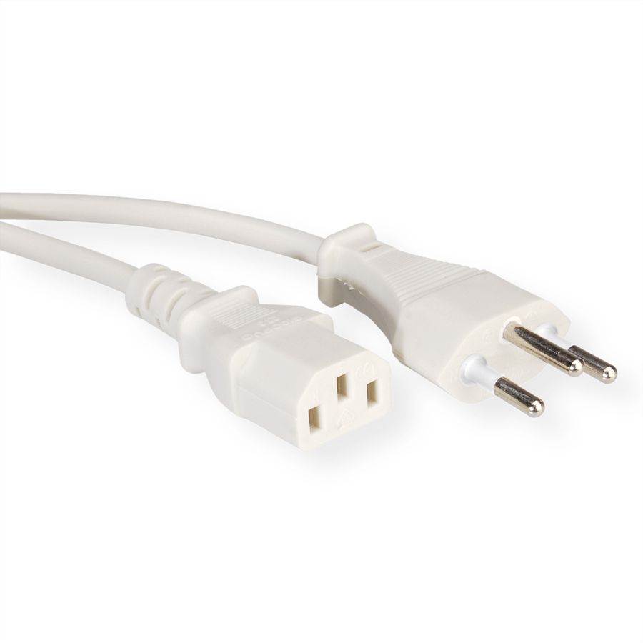 VALUE Netzkabel T12 auf C13, weiß, 1,8 m