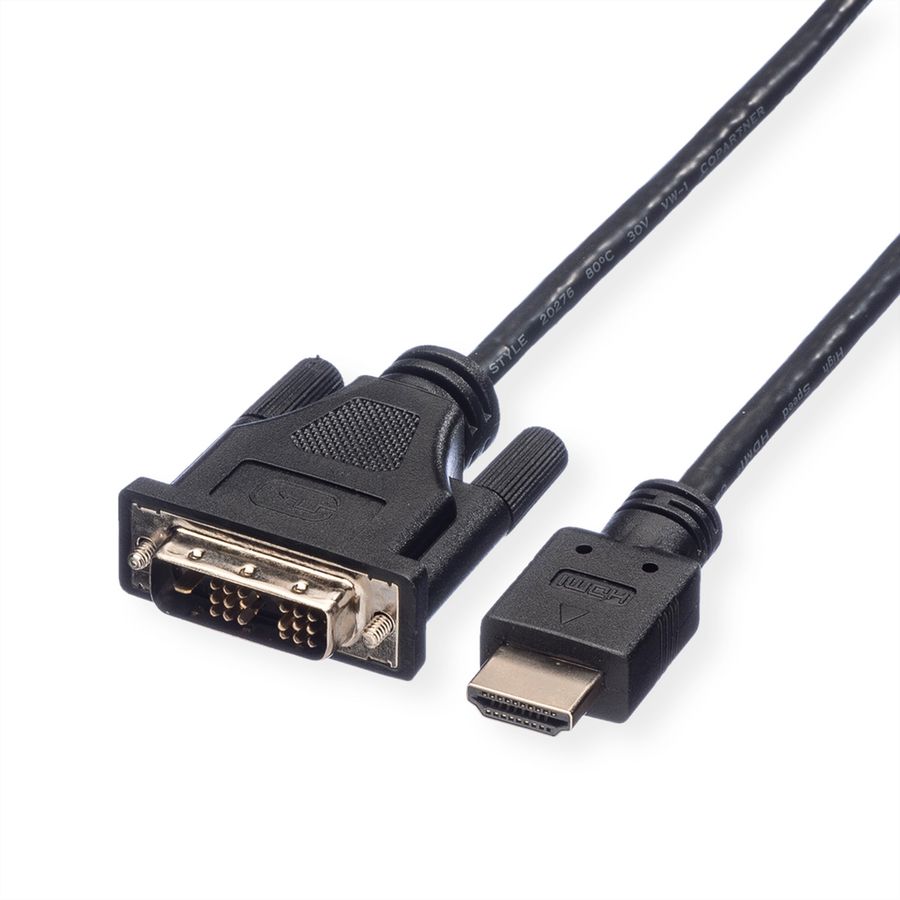 ROLINE Kabel DVI (18+1) ST - HDMI ST, schwarz, 5 m