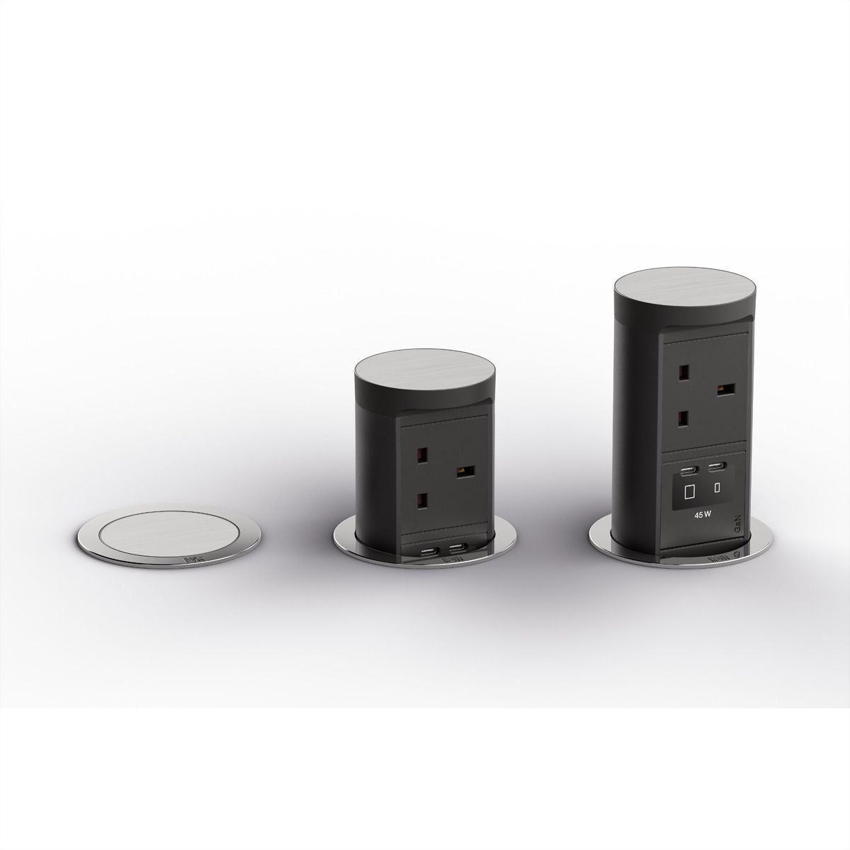 BACHMANN ELEVATOR2 1xUK 1xUSB, 1xUSB C/C 45W Edelstahl-Optik L=2m UK13A