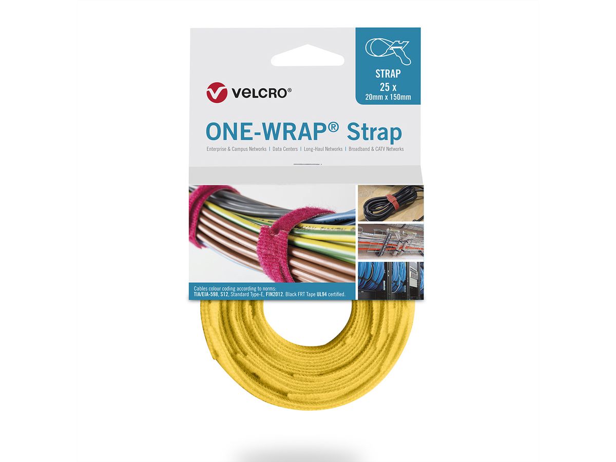 VELCRO® One Wrap® Strap 25mm x 300mm, 25 Stück, gelb