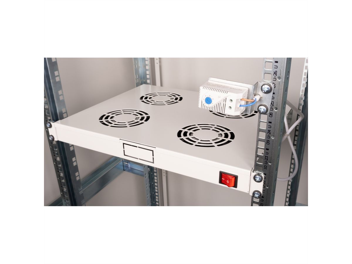 ROLINE 19-Zoll Lüftereinheit 4 Lüfter, Thermostat grau
