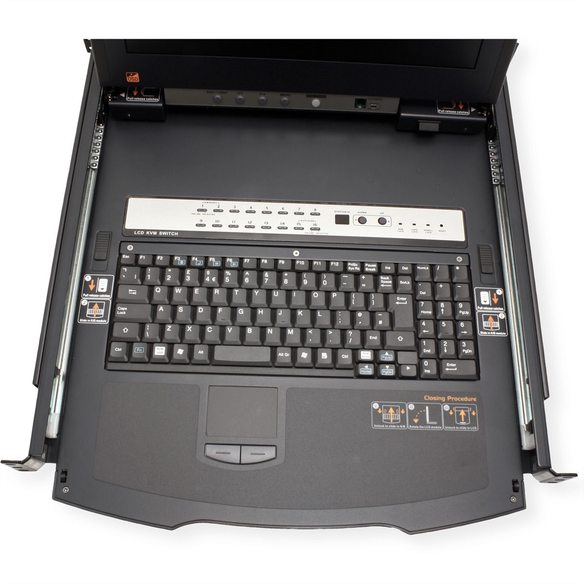 ATEN KL1516AiM KVM Over-IP Switch, 43cm TFT, VGA, PS/2-USB über Kat 5, 16 Ports, DE-Layout