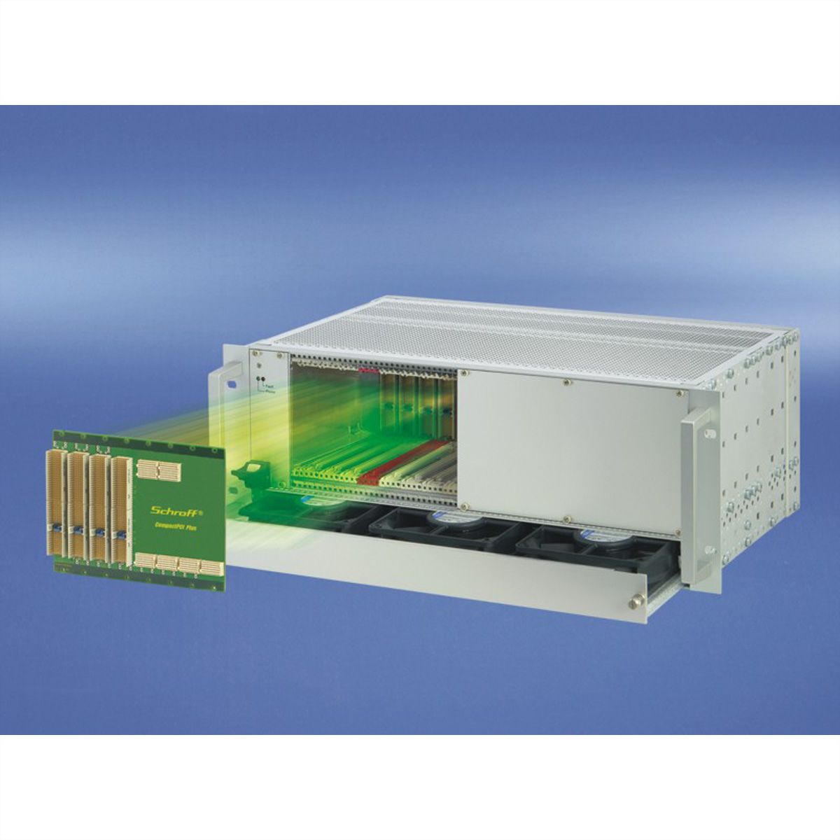 SCHROFF 4 HE, 8 Slot, mit Rear I/O, 19"-kompatibles Netzgerät - CPCI PLUSIO 4+4SL 4HE 19"PSU