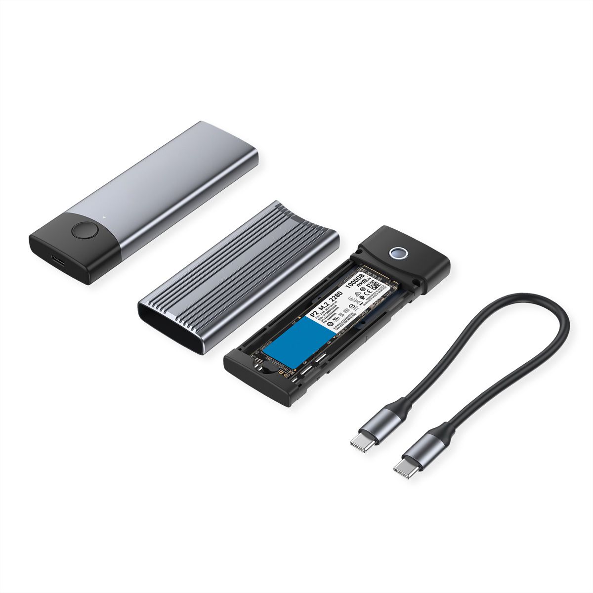 STANDARD Externes SSD-Gehäuse, M.2, NVMe zu USB 3.2 Gen 2x2, Typ C