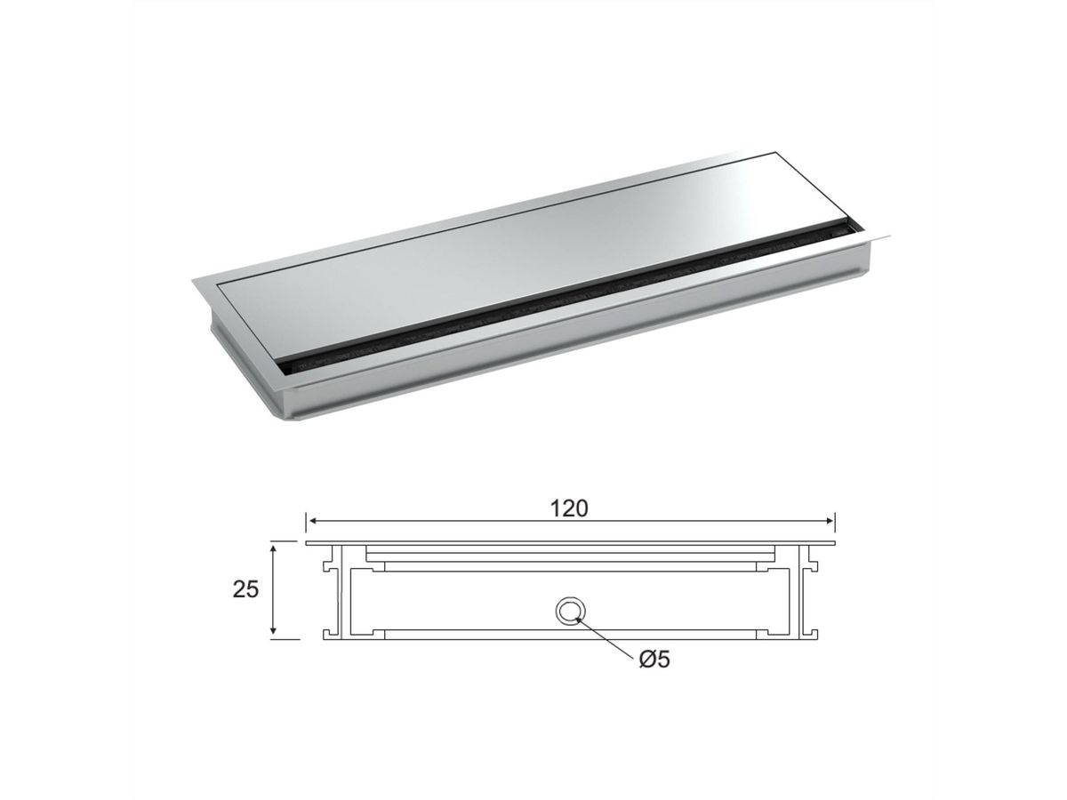 BACHMANN LOOP SQUARE Kabeldurchführung, 360mm, Aluminium