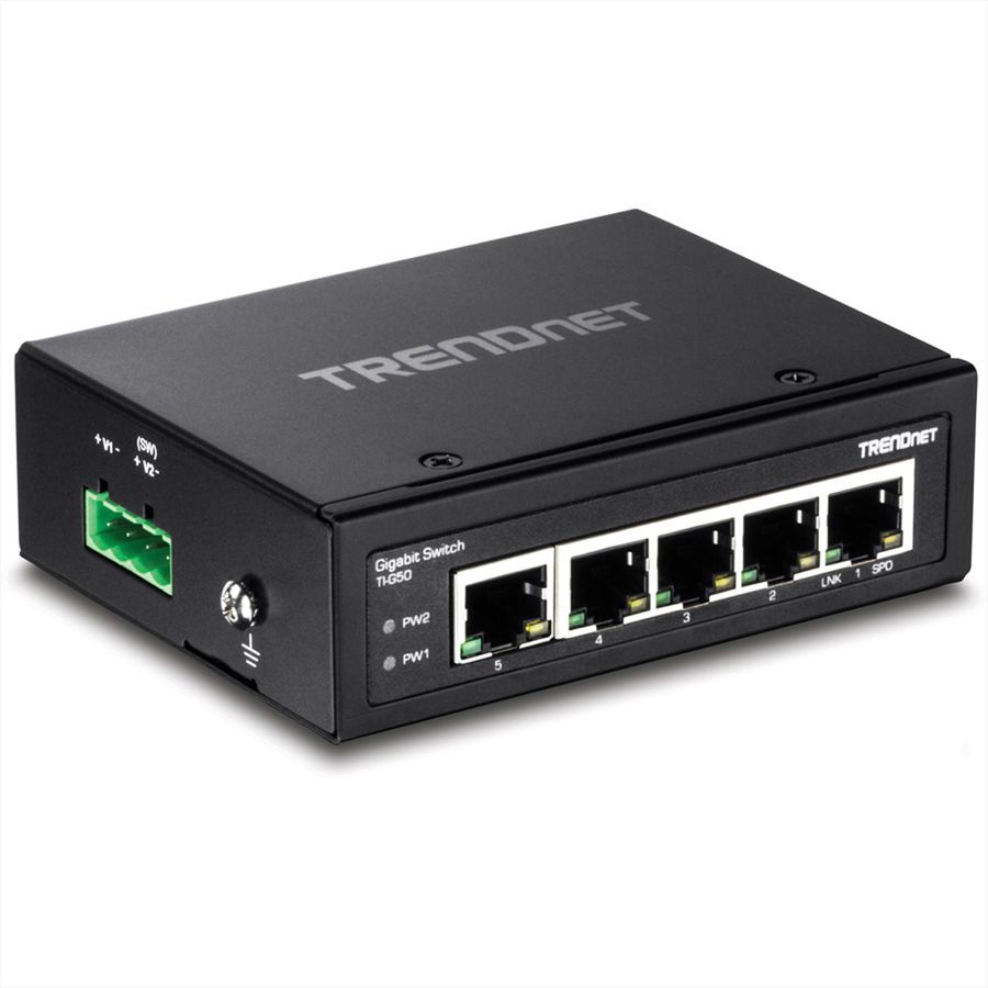 TRENDnet TI-G50 5-Port Gehärteter Industrieller Gigabit DIN-Rail Switch