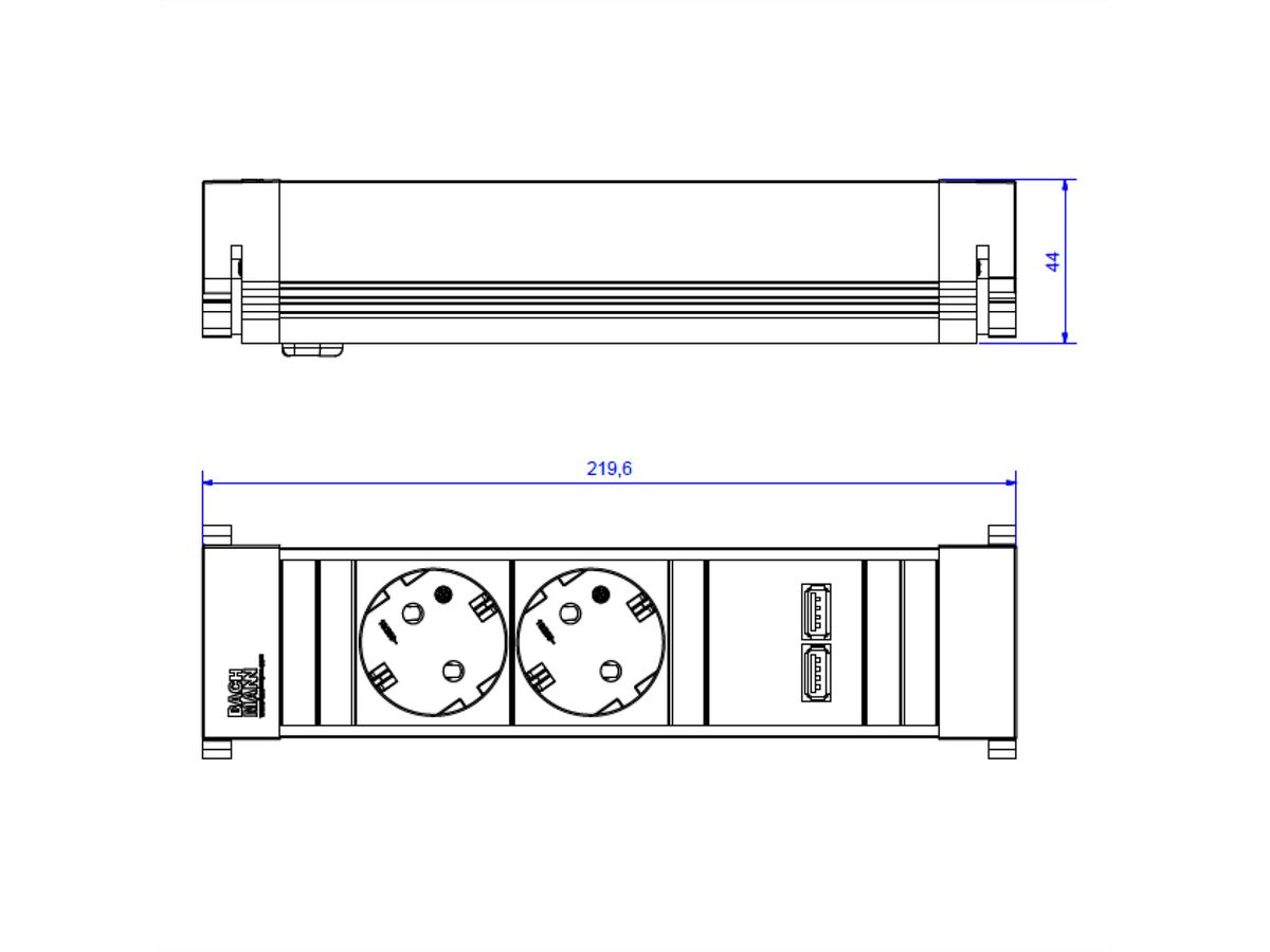 BACHMANN POWER FRAME Small 2x Schutzkontakt 1x USBCharger