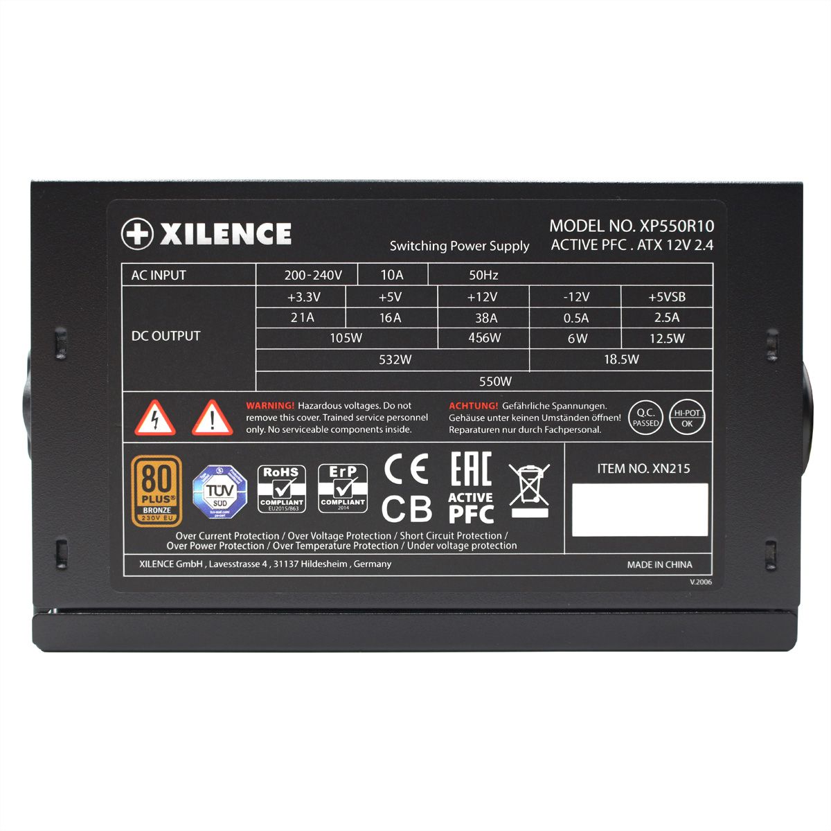 Xilence XP550R10 550W PC Netzteil, 80+ Bronze, Gaming, ATX