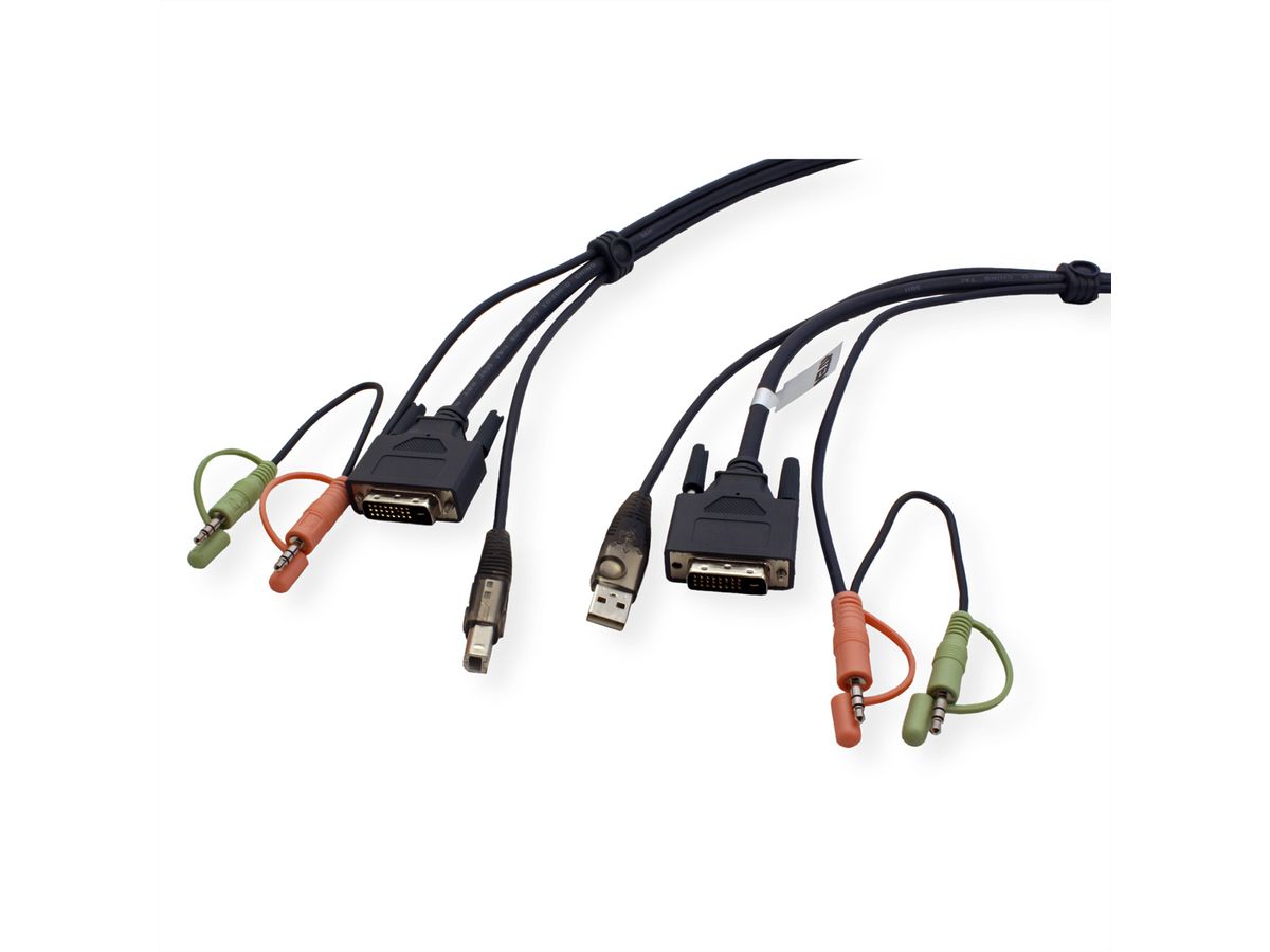 ATEN 2L-7D02UD KVM Kabel DVI-D (Dual Link), USB, Audio, schwarz, 1,8 m