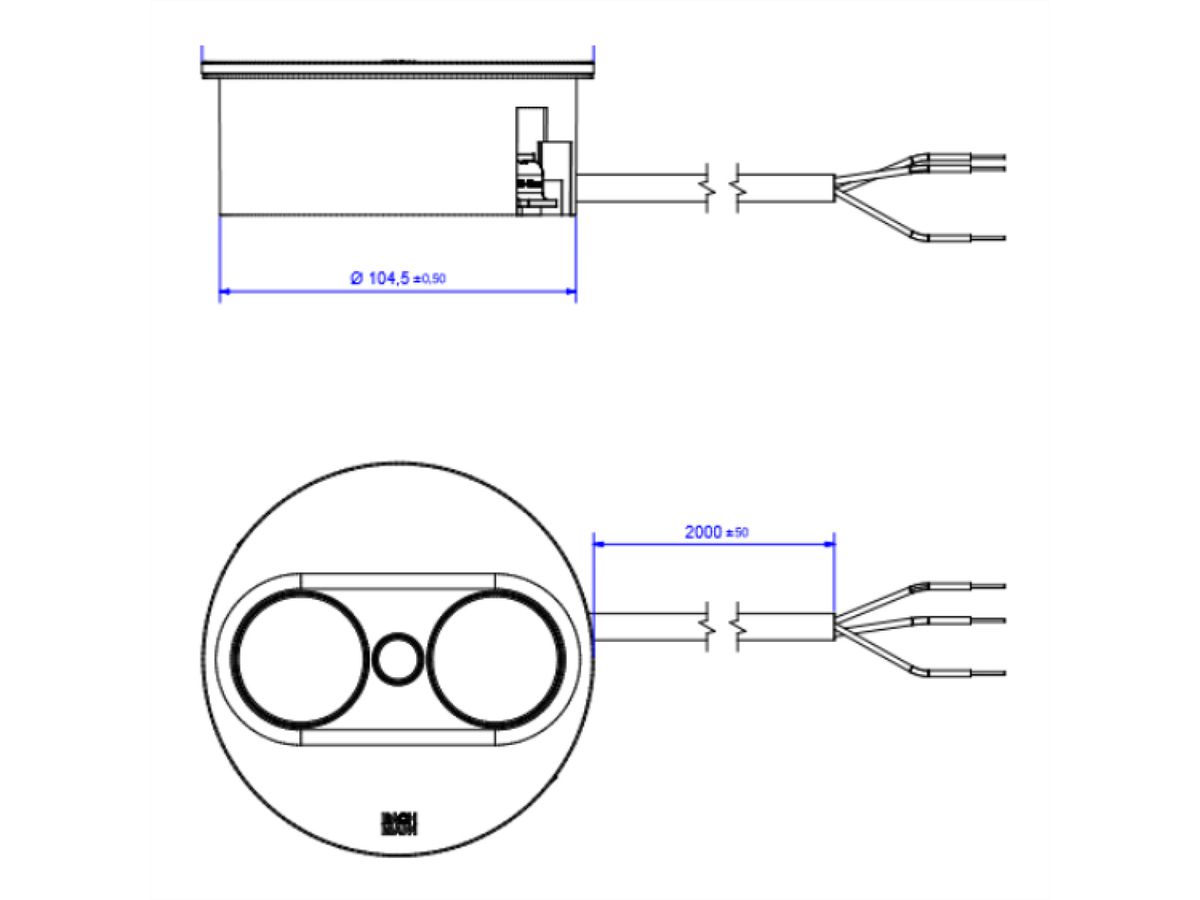 BACHMANN TWIST 2 2xCEE7/3 2,0m AEH Edelstahl-Optik rund