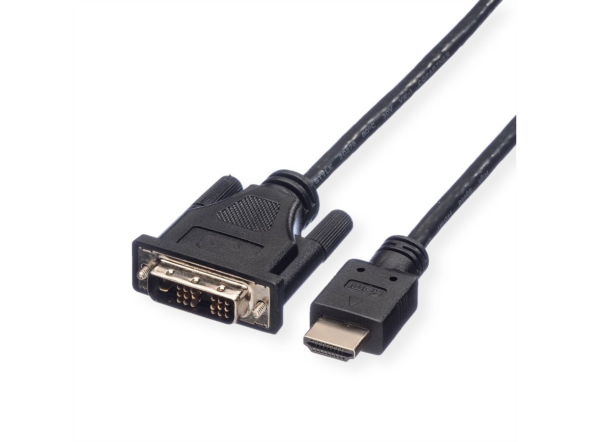 ROLINE Kabel DVI (18+1) ST - HDMI ST, schwarz, 1 m