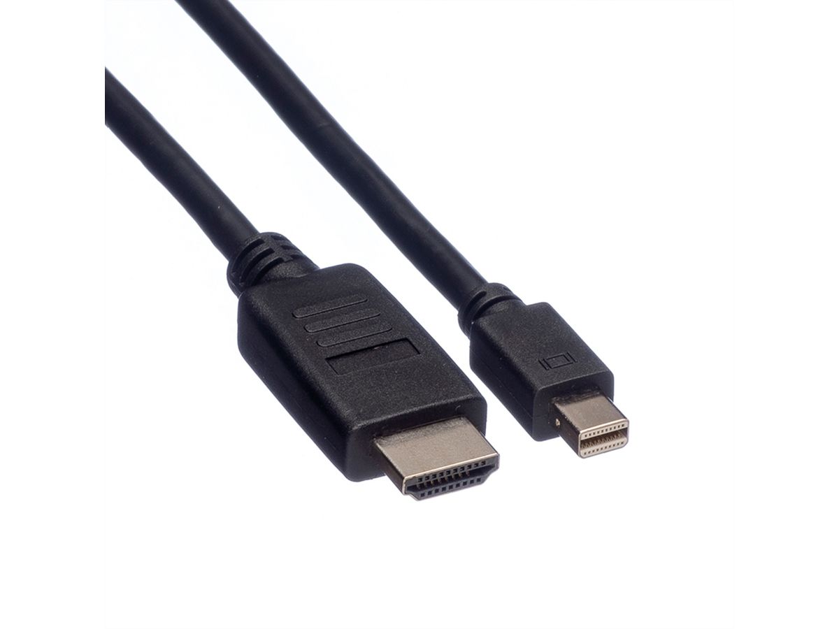 ROLINE Mini DisplayPort Kabel, Mini DP-HDTV, ST/ST, schwarz, 1 m