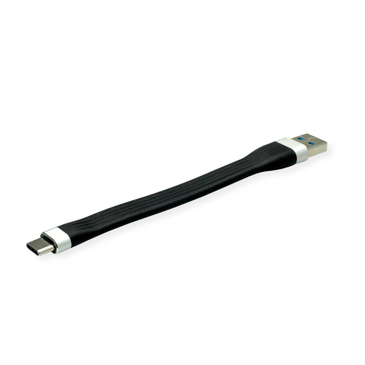 ROLINE USB 3.2 Gen 1 Silikonkabel, USB A-C, ST/ST, schwarz, 11 cm