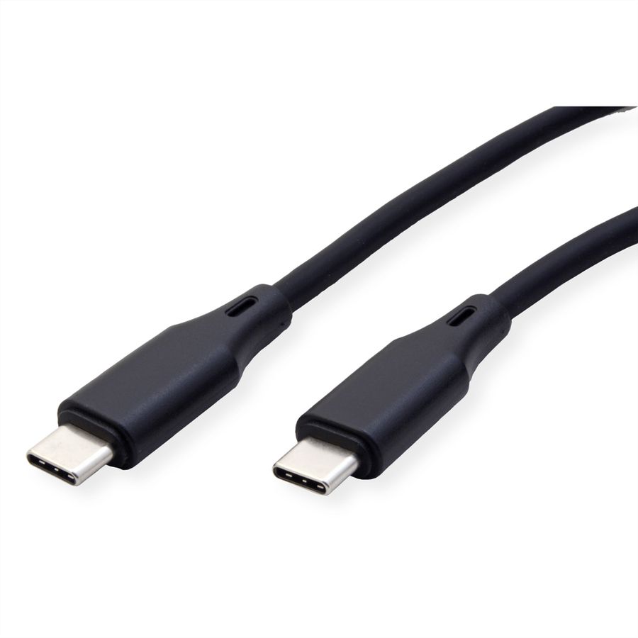 ROLINE USB 2.0 Kabel, Typ C-C, ST/ST, Silikon, 60W, schwarz, 1 m