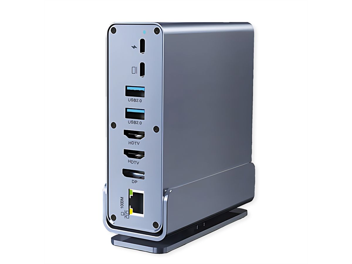 VALUE USB Typ C Docking Station 16in1, 2x HDMI 4K60, 1x DP 4K60, 1x Gigabit Ethernet, 5x USB A, 2x USB C, 1x Typ C PD, 1x SD/microSD, 1x Audio