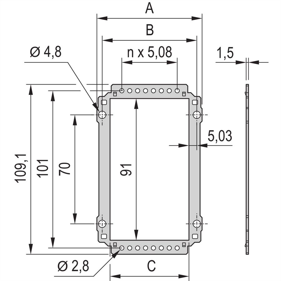 SCHROFF Rückwand für Kassetten - KAS RUECKWAND S2 3HE 8TE