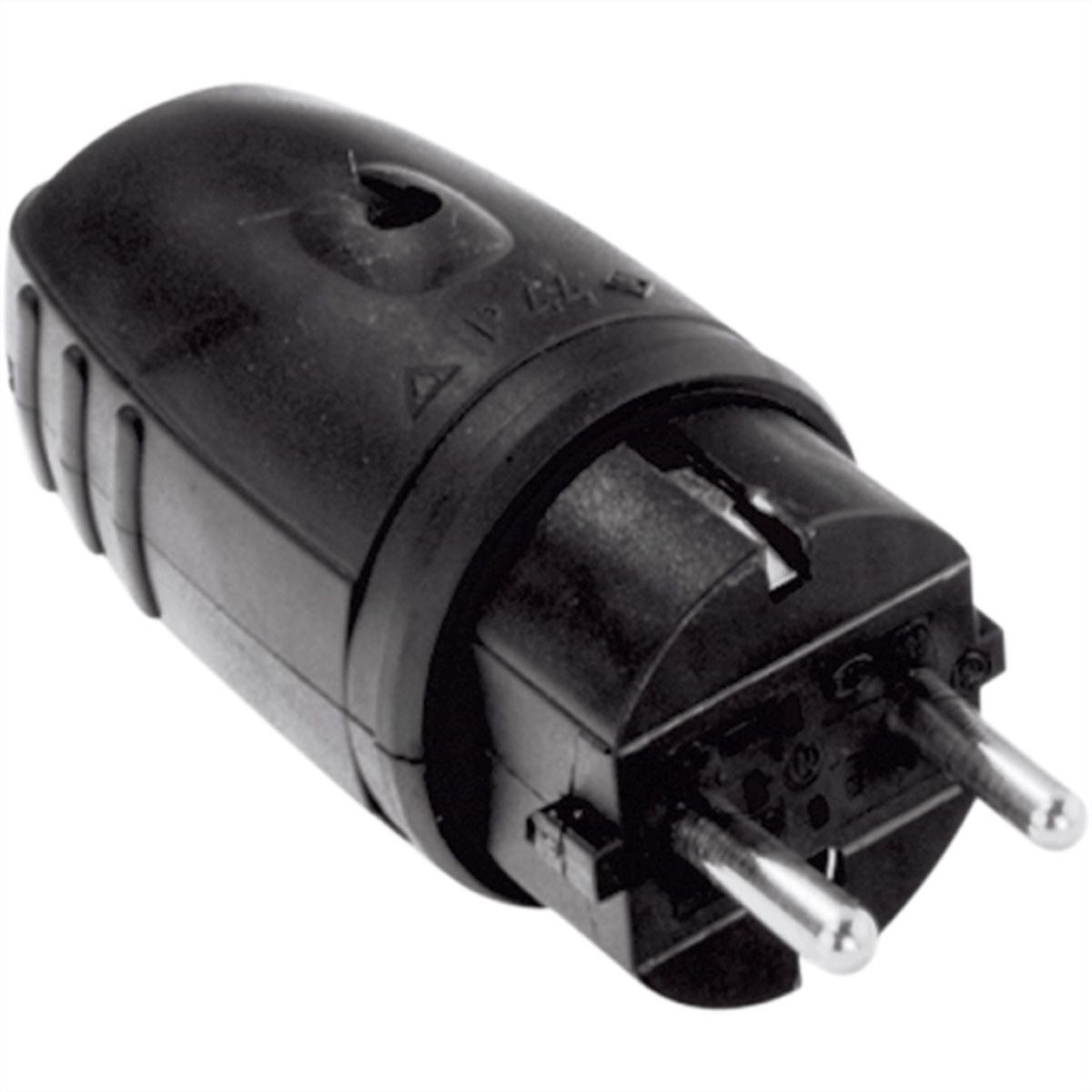 BACHMANN Schutzkontaktgummistecker, schwarz ohne Knickschutz, montierbar